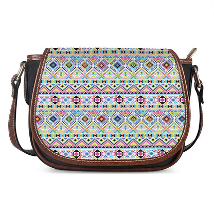 Colorful Aztec Geometric Pattern Print Saddle Bag