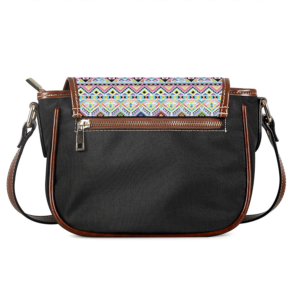 Colorful Aztec Geometric Pattern Print Saddle Bag