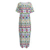 Colorful Aztec Geometric Pattern Print Short Sleeve Long Nightdress