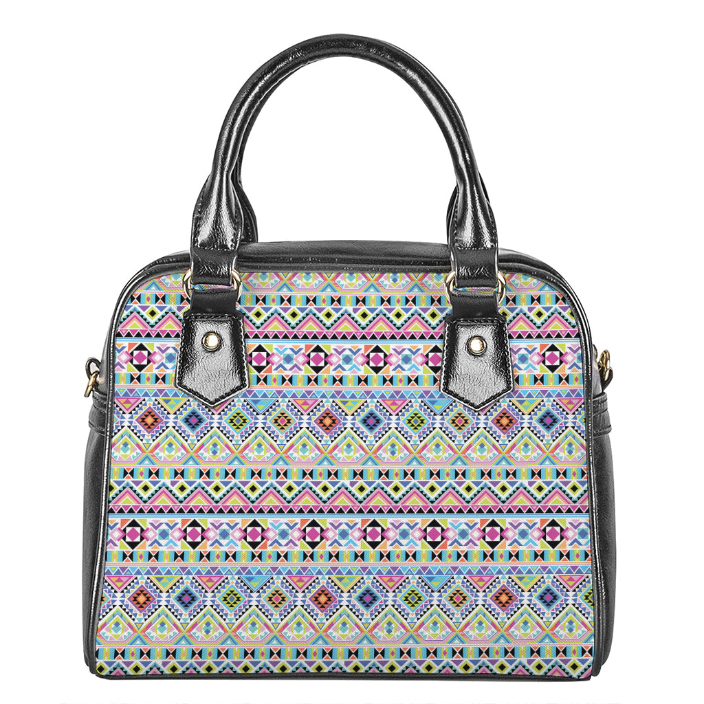 Colorful Aztec Geometric Pattern Print Shoulder Handbag