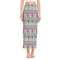Colorful Aztec Geometric Pattern Print Side Slit Maxi Skirt