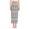 Colorful Aztec Geometric Pattern Print Side Slit Maxi Skirt