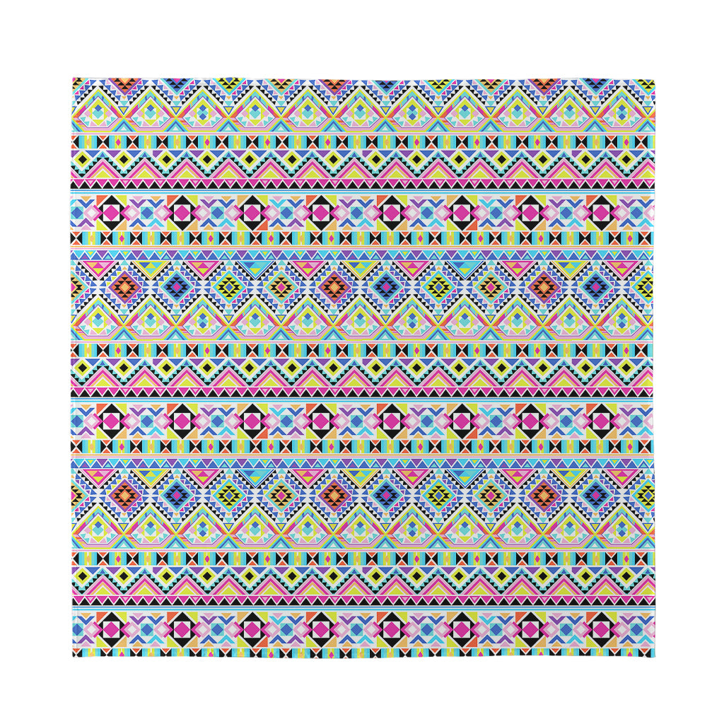Colorful Aztec Geometric Pattern Print Silk Bandana