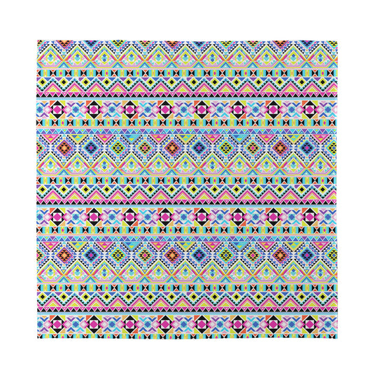 Colorful Aztec Geometric Pattern Print Silk Bandana