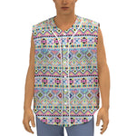 Colorful Aztec Geometric Pattern Print Sleeveless Baseball Jersey