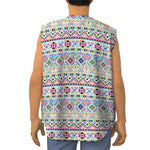 Colorful Aztec Geometric Pattern Print Sleeveless Baseball Jersey