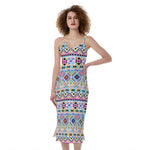 Colorful Aztec Geometric Pattern Print Slim Fit Midi Cami Dress