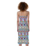 Colorful Aztec Geometric Pattern Print Slim Fit Midi Cami Dress