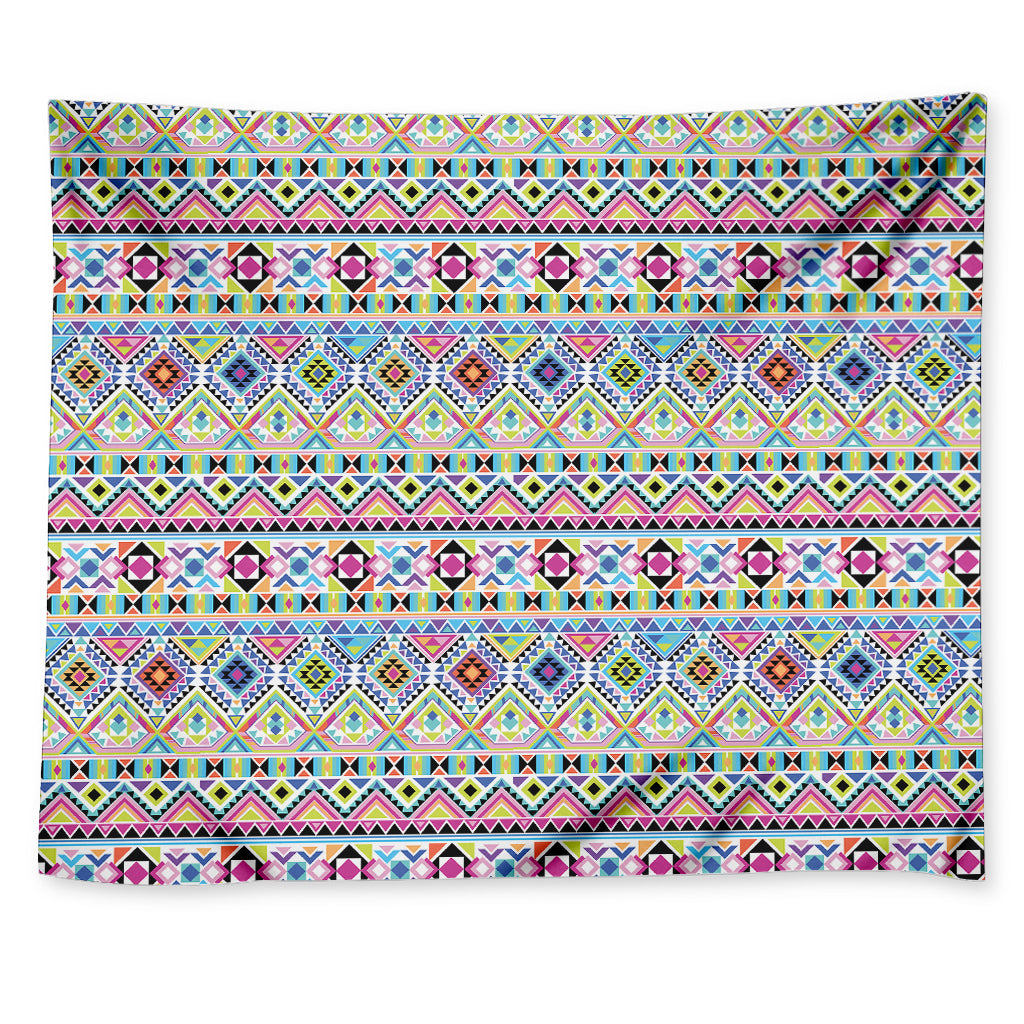 Colorful Aztec Geometric Pattern Print Tapestry