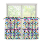 Colorful Aztec Geometric Pattern Print Tier Curtains