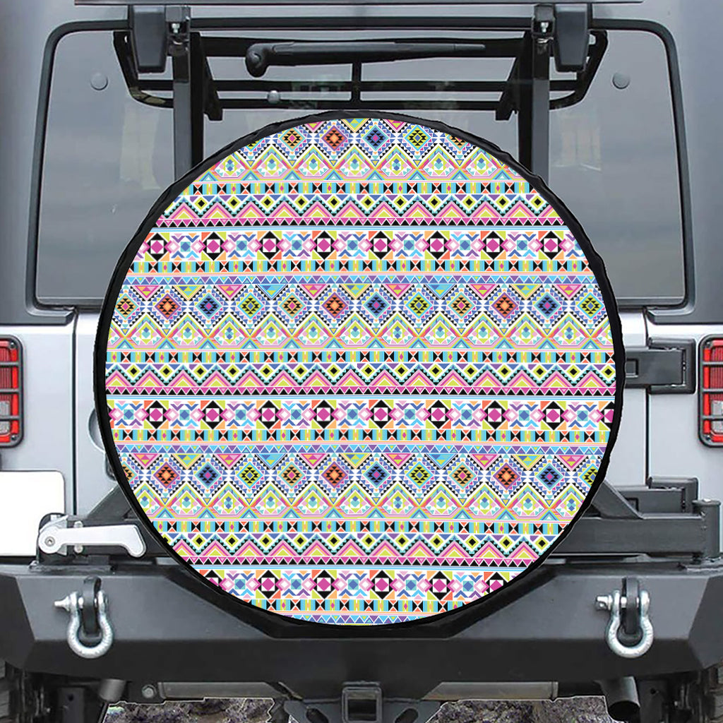 Colorful Aztec Geometric Pattern Print Tire Cover