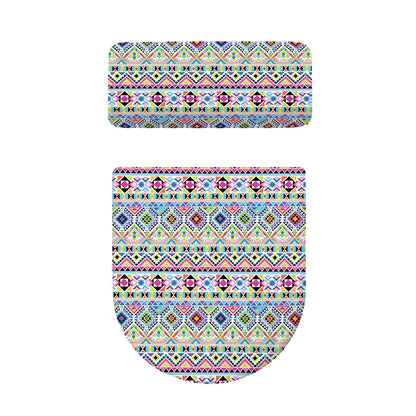 Colorful Aztec Geometric Pattern Print Toilet Lid And Tank Cover Set