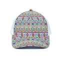 Colorful Aztec Geometric Pattern Print White Mesh Trucker Hat