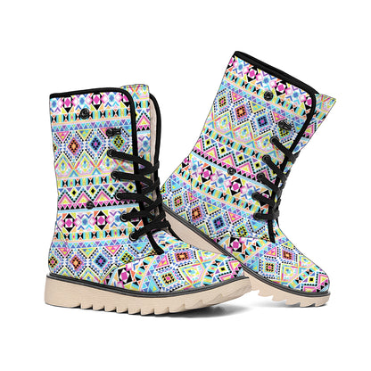 Colorful Aztec Geometric Pattern Print Winter Boots