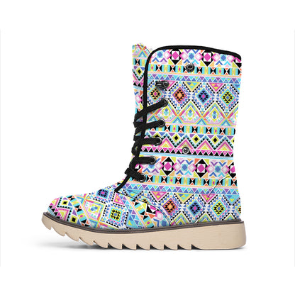 Colorful Aztec Geometric Pattern Print Winter Boots