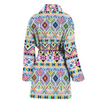 Colorful Aztec Geometric Pattern Print Women's Bathrobe