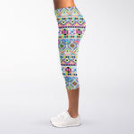 Colorful Aztec Geometric Pattern Print Women's Capri Leggings