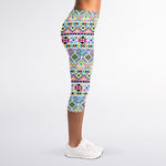 Colorful Aztec Geometric Pattern Print Women's Capri Leggings