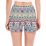 Colorful Aztec Geometric Pattern Print Women's Split Running Shorts