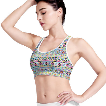 Colorful Aztec Geometric Pattern Print Women's Sports Bra