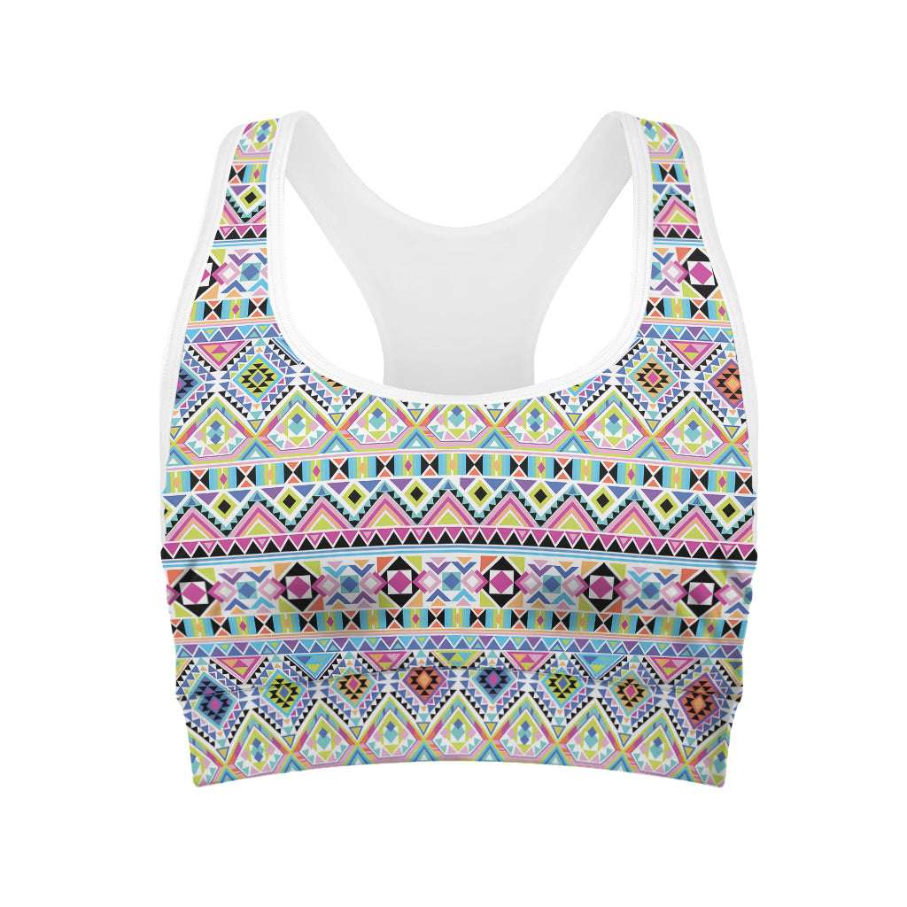Colorful Aztec Geometric Pattern Print Women's Sports Bra