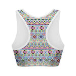 Colorful Aztec Geometric Pattern Print Women's Sports Bra