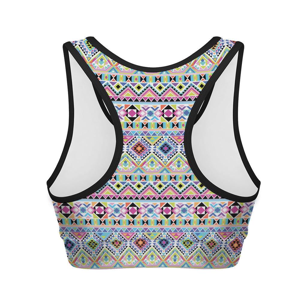 Colorful Aztec Geometric Pattern Print Women's Sports Bra