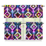 Colorful Aztec Pattern Print 3 Piece Kitchen Curtains