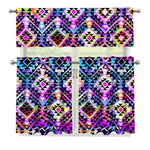 Colorful Aztec Pattern Print 3 Piece Kitchen Curtains