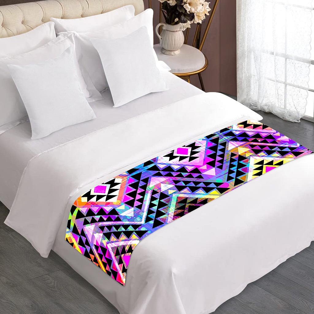 Colorful Aztec Pattern Print Bed Runner