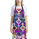 Colorful Aztec Pattern Print Bib Apron With Pocket