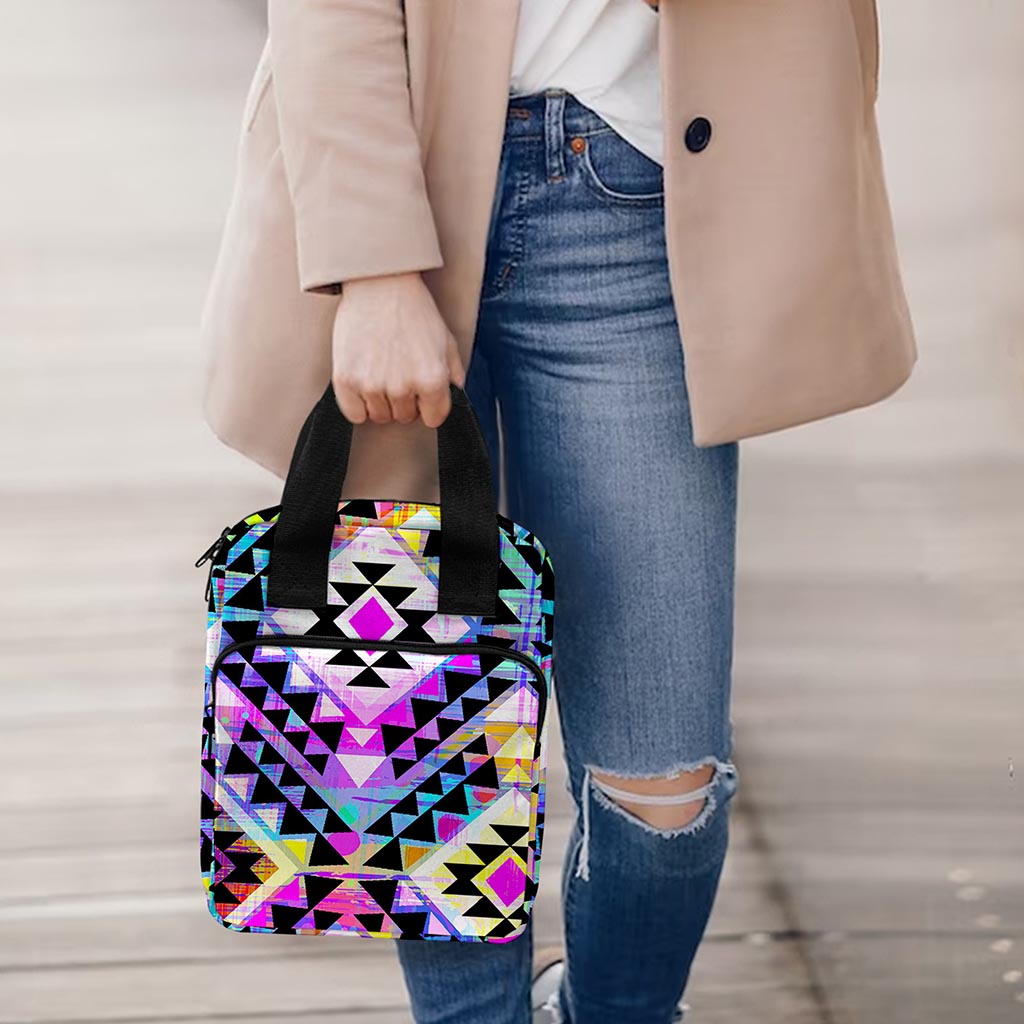 Colorful Aztec Pattern Print Bible Tote Bag