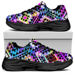 Colorful Aztec Pattern Print Black Chunky Shoes