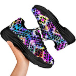 Colorful Aztec Pattern Print Black Chunky Shoes