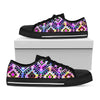 Colorful Aztec Pattern Print Black Low Top Sneakers