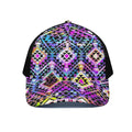 Colorful Aztec Pattern Print Black Mesh Trucker Hat