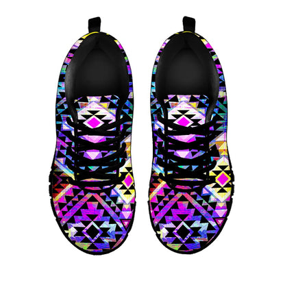 Colorful Aztec Pattern Print Black Running Shoes