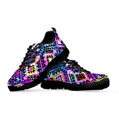 Colorful Aztec Pattern Print Black Running Shoes
