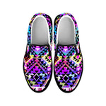Colorful Aztec Pattern Print Black Slip On Sneakers