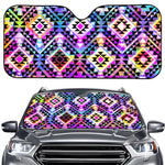 Colorful Aztec Pattern Print Car Windshield Sun Shade