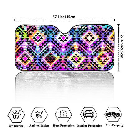 Colorful Aztec Pattern Print Car Windshield Sun Shade