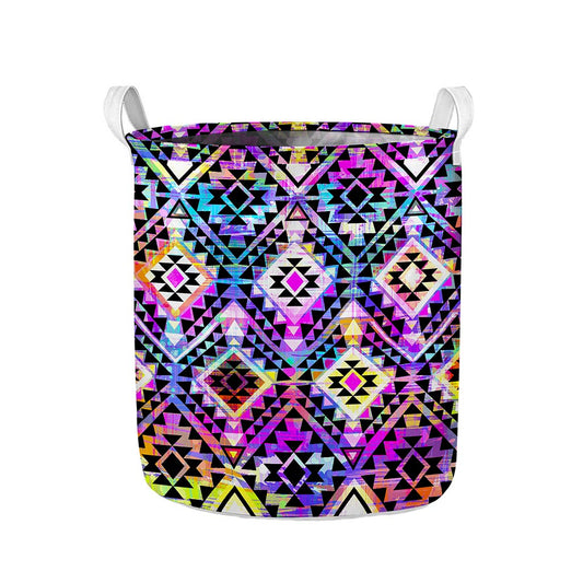 Colorful Aztec Pattern Print Collapsible Laundry Basket
