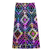 Colorful Aztec Pattern Print Cotton Front Slit Maxi Skirt