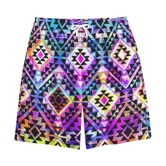Colorful Aztec Pattern Print Cotton Shorts