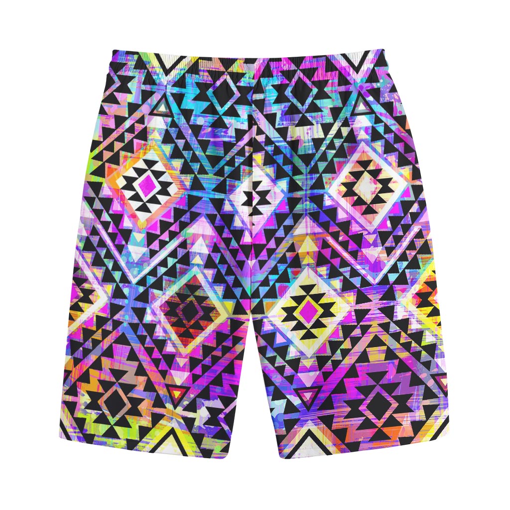 Colorful Aztec Pattern Print Cotton Shorts