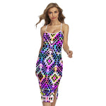 Colorful Aztec Pattern Print Cross Back Cami Dress