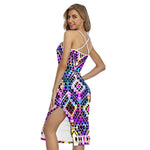 Colorful Aztec Pattern Print Cross Back Cami Dress
