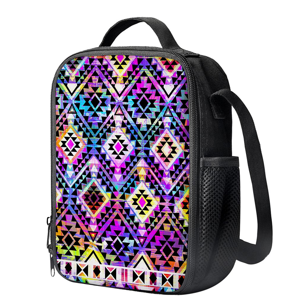 Colorful Aztec Pattern Print Crossbody Lunch Bag