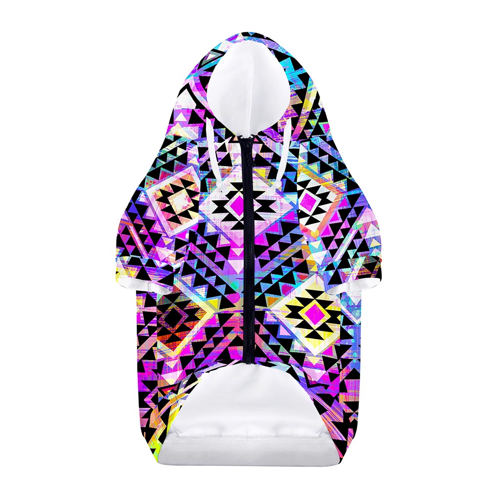 Colorful Aztec Pattern Print Dog Zip Up Hoodie