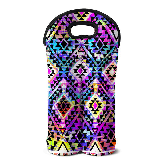 Colorful Aztec Pattern Print Double Neoprene Wine Tote